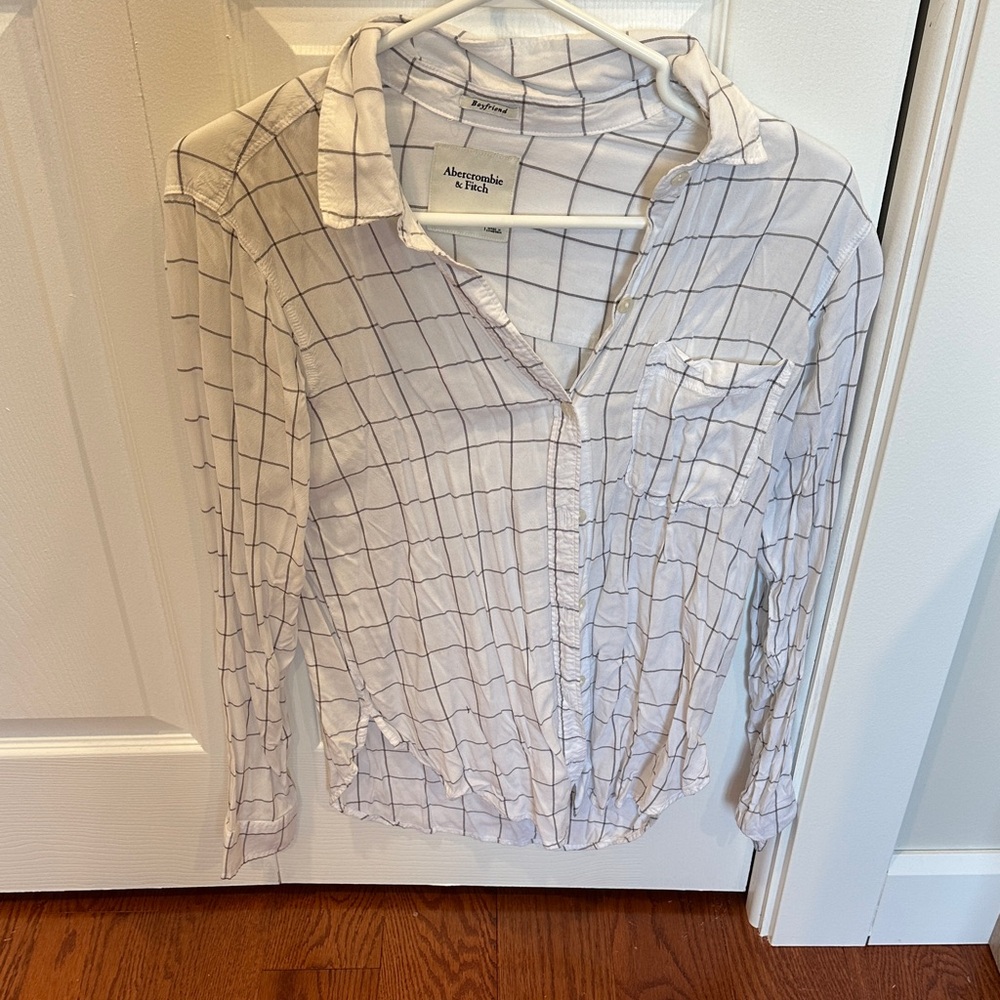 Abercrombie & Fitch White Grid Pattern Shirt
